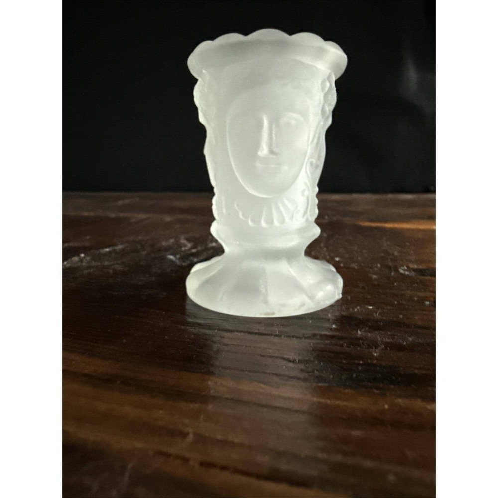 L. G. Wright Toothpick Holder Three Face Crystal Satin Vintage Glass - Picture 2 of 7